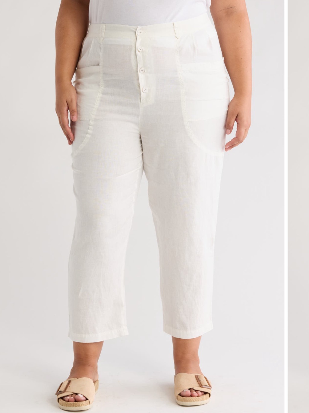 Joie Gia Button Fly Linen Pants - Porcelain